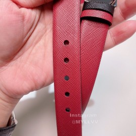 Ferragamo New Calf Leather Pure Copper Buckle 25mm Belt For Women Wine Red
