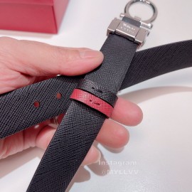 Ferragamo New Calf Leather Pure Copper Buckle 25mm Belt For Women Wine Red