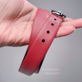 Ferragamo New Calf Leather Pure Copper Buckle 25mm Belt For Women Wine Red