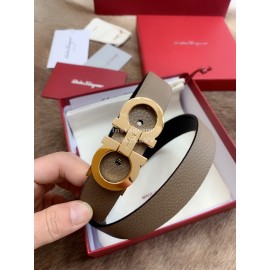 Ferragamo Calf Leather Gold Buckle 25mm New Belt For Women Coffee