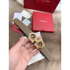 Ferragamo Calf Leather Gold Buckle 25mm New Belt For Women Coffee