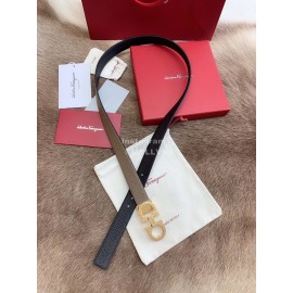 Ferragamo Calf Leather Gold Buckle 25mm New Belt For Women Coffee