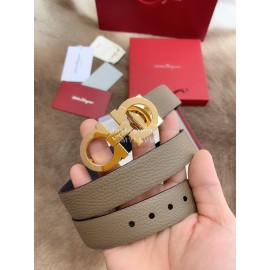 Ferragamo Calf Leather Gold Buckle 25mm New Belt For Women Coffee