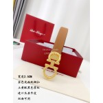 Ferragamo Calf Leather Gold Buckle 25mm New Belt For Women Tan