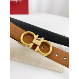 Ferragamo Calf Leather Gold Buckle 25mm New Belt For Women Tan