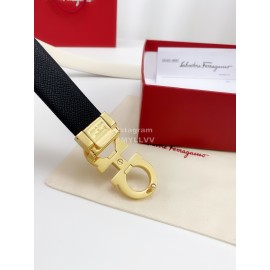 Ferragamo Calf Leather Gold Buckle 25mm New Belt For Women White
