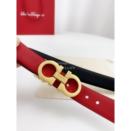 Ferragamo Calf Leather Gold Buckle 25mm New Belt For Women Red