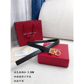 Ferragamo Black Calf Leather Gold Buckle 25mm New ..