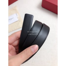 Ferragamo Black Calf Leather Gold Buckle 25mm New Belt For Women 