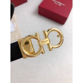 Ferragamo Black Calf Leather Gold Buckle 25mm New Belt For Women 