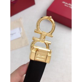 Ferragamo Black Calf Leather Gold Buckle 25mm New Belt For Women 