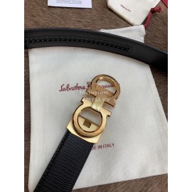 Ferragamo Embossed Cowhide Pure Copper Gold Buckle 35mm Belt For Men 