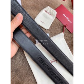 Ferragamo Embossed Cowhide Pure Copper Gold Buckle 35mm Belt For Men 