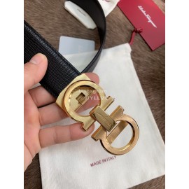 Ferragamo Embossed Cowhide Pure Copper Gold Buckle 35mm Belt For Men 