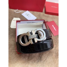 Ferragamo Embossed Cowhide Pure Copper Buckle 35mm Belt For Men