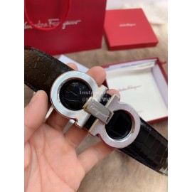 Ferragamo Embossed Cowhide Pure Copper Buckle 35mm Belt For Men