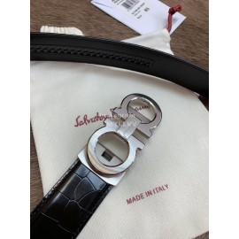 Ferragamo Embossed Cowhide Pure Copper Buckle 35mm Belt For Men