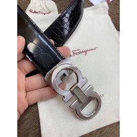 Ferragamo Embossed Cowhide Pure Copper Buckle 35mm Belt For Men