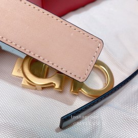 Ferragamo Black Calf Leather Gold Buckle 35mm Belt For Men