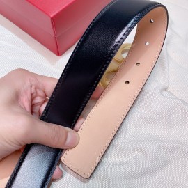 Ferragamo Black Calf Leather Gold Buckle 35mm Belt For Men