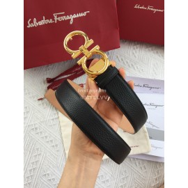 Ferragamo Calf Leather Gold Buckle 35mm Leisure Belt For Men 