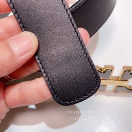 Ferragamo Calf Leather Gold Buckle 35mm Belt For Men 