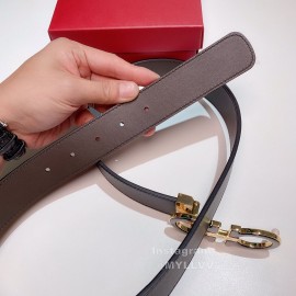 Ferragamo Calf Leather Gold Buckle 35mm Belt For Men 