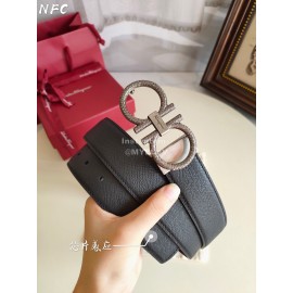 Ferragamo Double Side Calf Leather Gold Buckle 35mm Belt For Men 