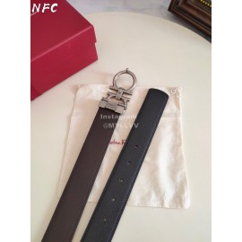 Ferragamo Double Side Calf Leather Gold Buckle 35mm Belt For Men 