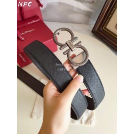 Ferragamo Double Side Calf Leather Gold Buckle 35mm Belt For Men 