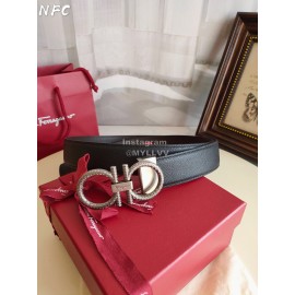 Ferragamo Double Side Calf Leather Gold Buckle 35mm Belt For Men 