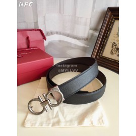 Ferragamo Double Side Calf Leather Gold Buckle 35mm Belt For Men 