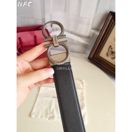 Ferragamo Double Side Calf Leather Gold Buckle 35mm Belt For Men 