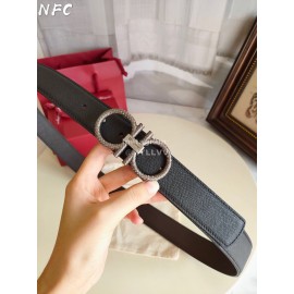 Ferragamo Double Side Calf Leather Gold Buckle 35mm Belt For Men 