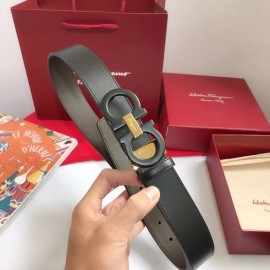 Ferragamo Calf Leather Gancio Buckle Belt For Men 