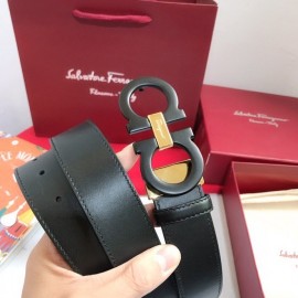Ferragamo Calf Leather Gancio Buckle Belt For Men 