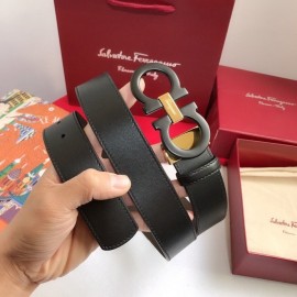 Ferragamo Calf Leather Gancio Buckle Belt For Men 
