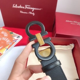 Ferragamo Calf Leather Gancio Buckle Belt For Men 