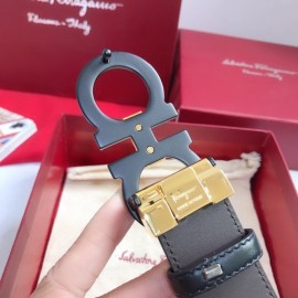 Ferragamo Calf Leather Gancio Buckle Belt For Men 