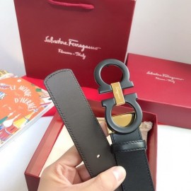 Ferragamo Calf Leather Gancio Buckle Belt For Men 