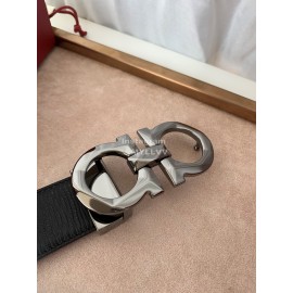 Ferragamo Classic Calf Leather Gun Color Buckle 35mm Belt For Men 