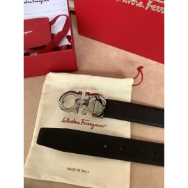 Ferragamo Classic Calf Leather Gun Color Buckle 35mm Belt For Men 