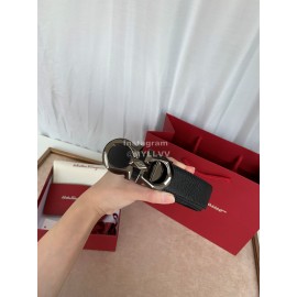 Ferragamo Classic Calf Leather Gun Color Buckle 35mm Belt For Men 