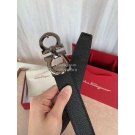 Ferragamo Classic Calf Leather Gun Color Buckle 35mm Belt For Men 