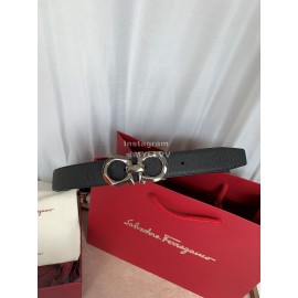 Ferragamo Classic Calf Leather Gun Color Buckle 35mm Belt For Men 