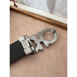Ferragamo Classic Calf Leather Gun Color Buckle 35mm Belt For Men 