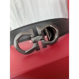 Ferragamo Classic Calf Leather Black Buckle 35mm Belt For Men 