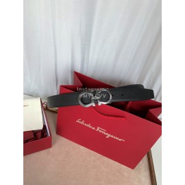 Ferragamo Classic Calf Leather Black Buckle 35mm Belt For Men 