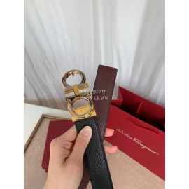 Ferragamo Classic Calf Leather Gold Buckle 35mm Belt 