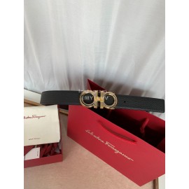Ferragamo Classic Calf Leather Gold Buckle 35mm Belt 